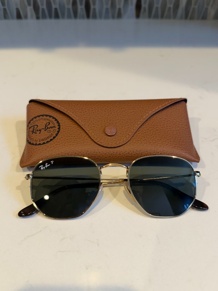 Ray Ban Hexagonal Flat Sunglasses Polarized Gold/Green